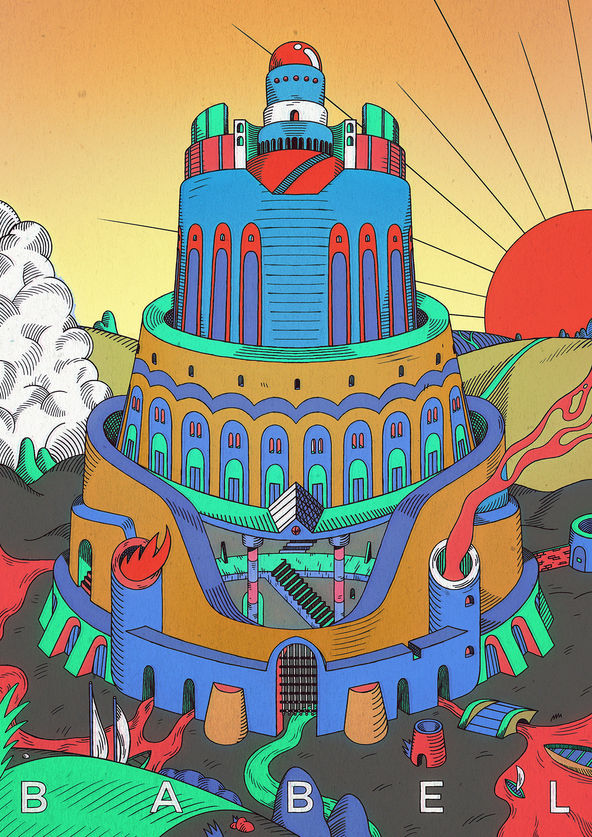 babel artwork Lilidesbellons ink illustrations draw Drawing  graphicdesign ziggurat art
