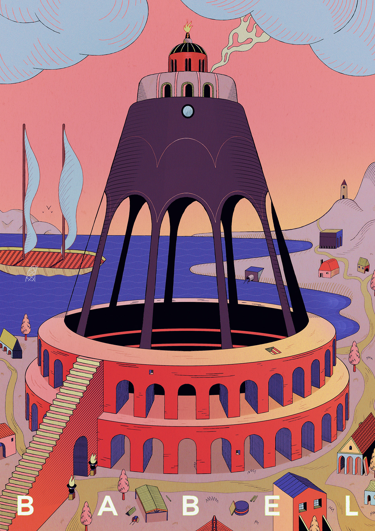 babel artwork Lilidesbellons ink illustrations draw Drawing  graphicdesign ziggurat art