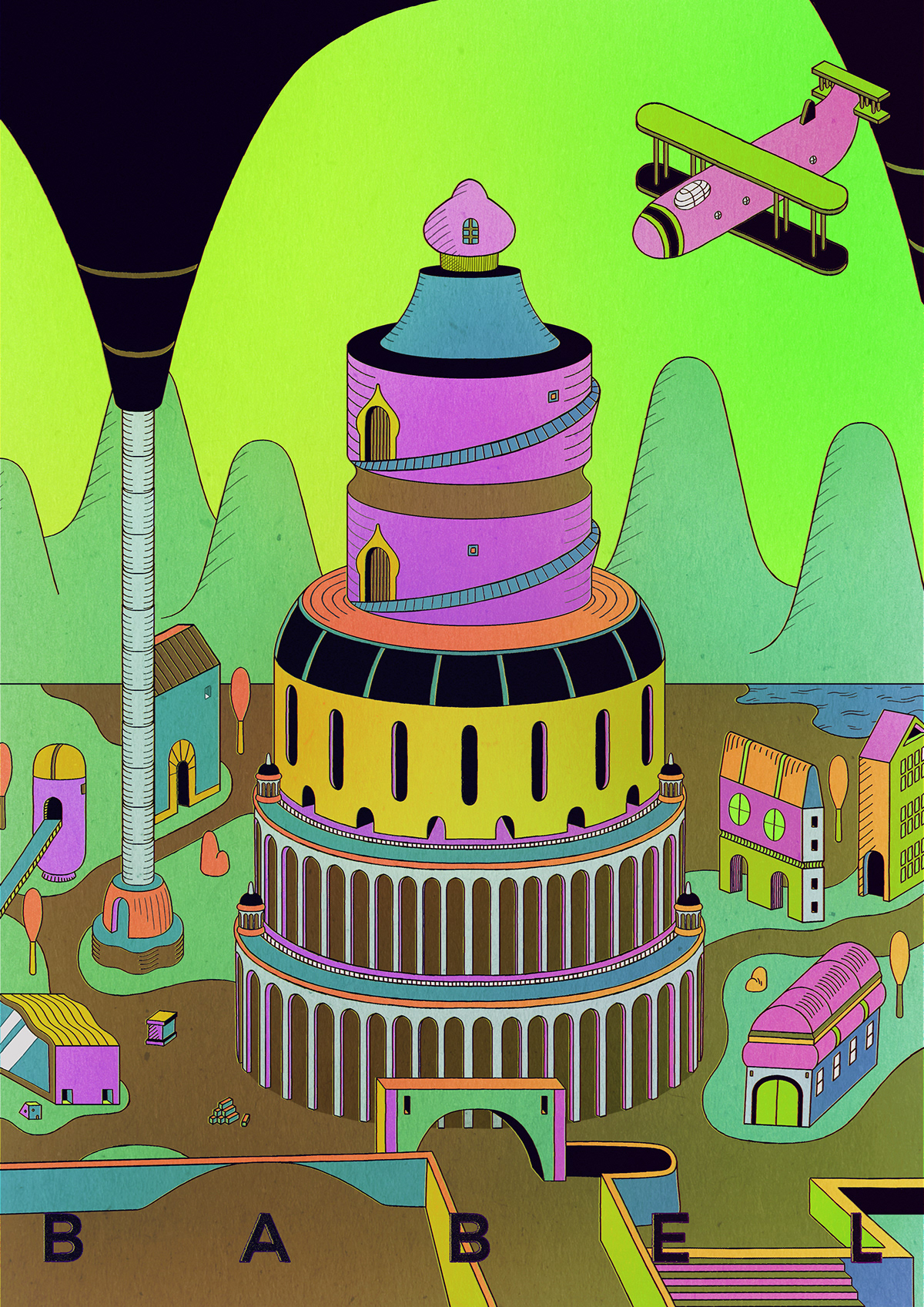 babel artwork Lilidesbellons ink illustrations draw Drawing  graphicdesign ziggurat art