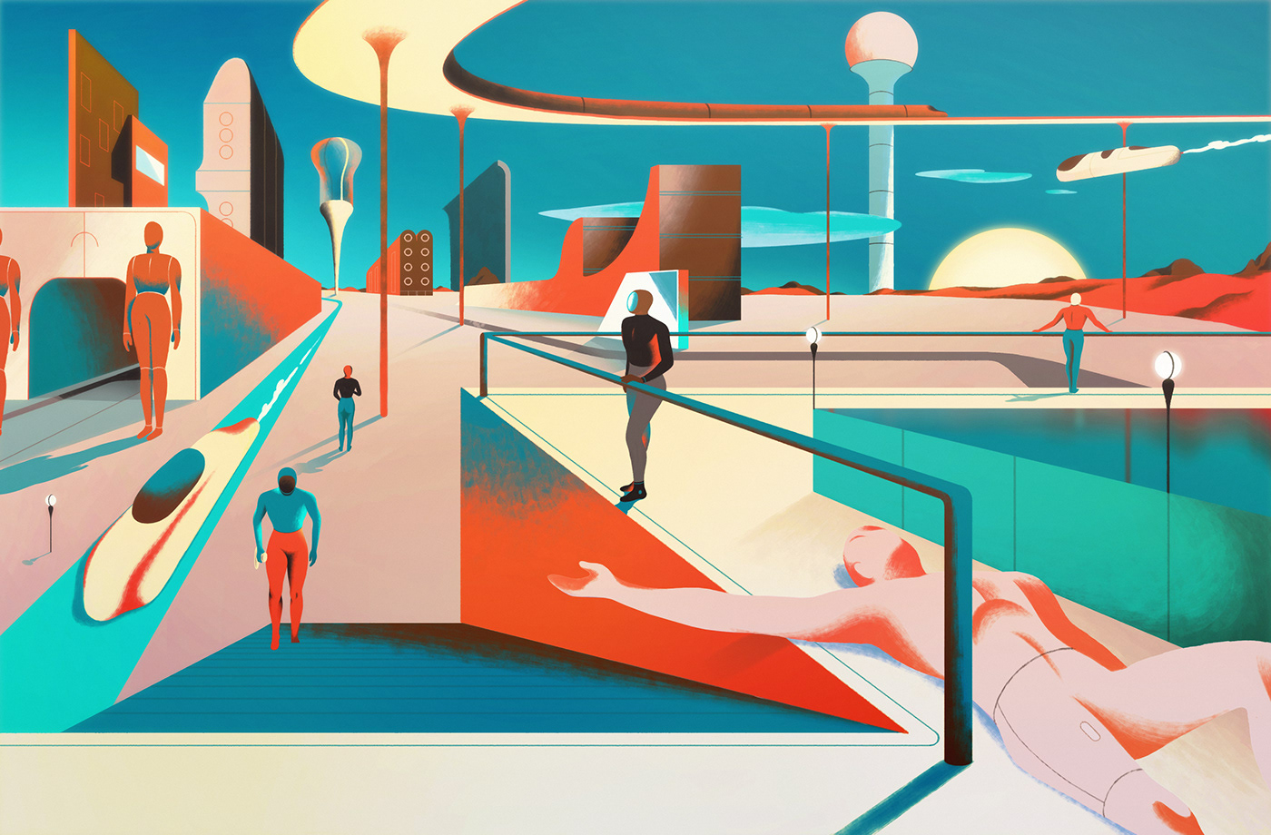 illustrations Drawing  graphicdesign Lilidesbellons artwork art characters Scifi Landscape Illustrator