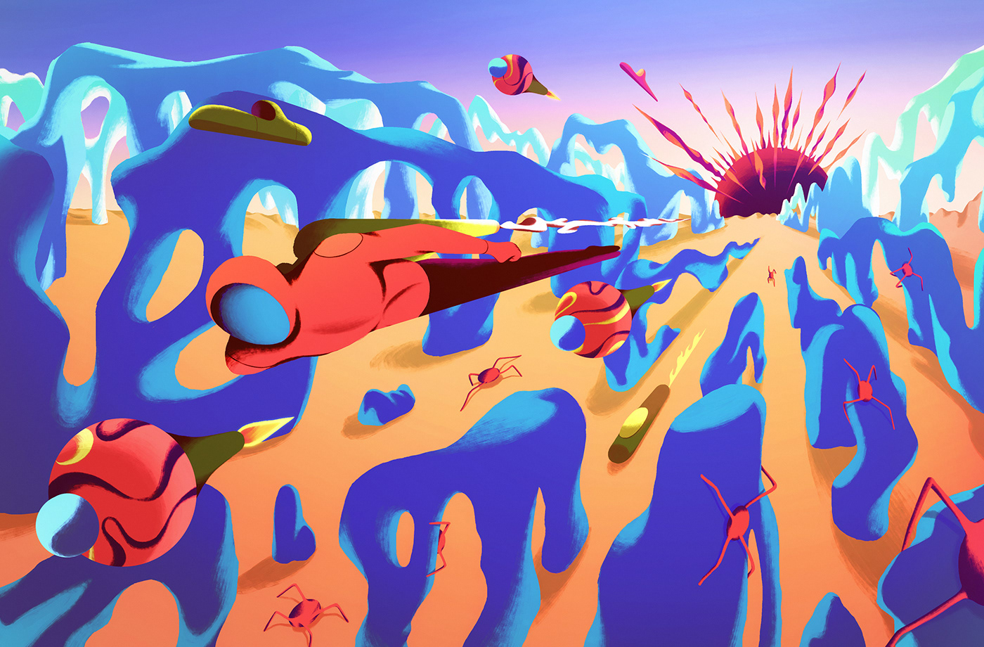 illustrations Drawing  graphicdesign Lilidesbellons artwork art characters Scifi Landscape Illustrator