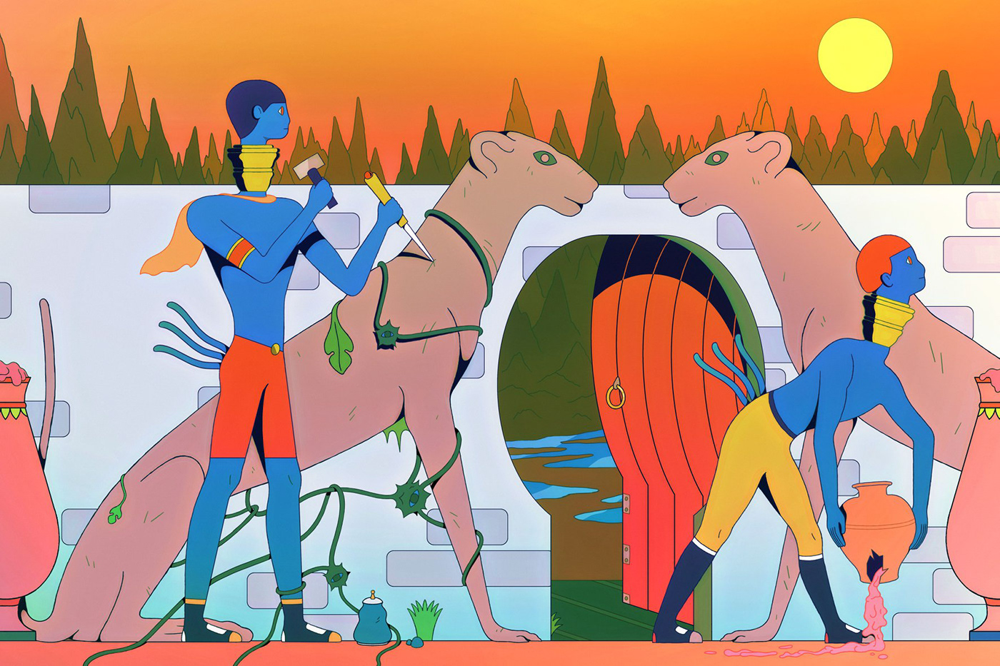 illustrations Drawing  graphicdesign Lilidesbellons artwork art characters Scifi Landscape Illustrator