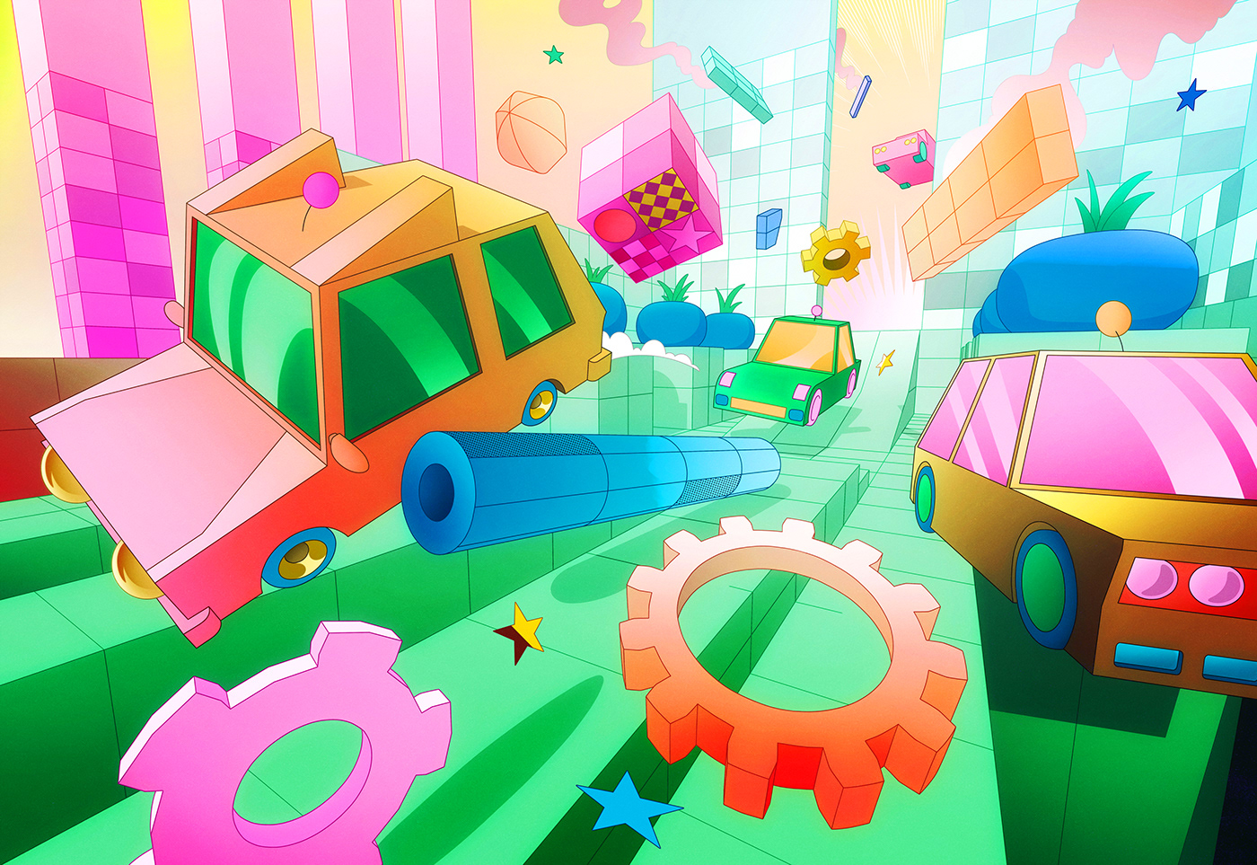 art artwork Cars cartoon Character design  Drawing  ILLUSTRATION  Lilidesbellons mecha Perspective
