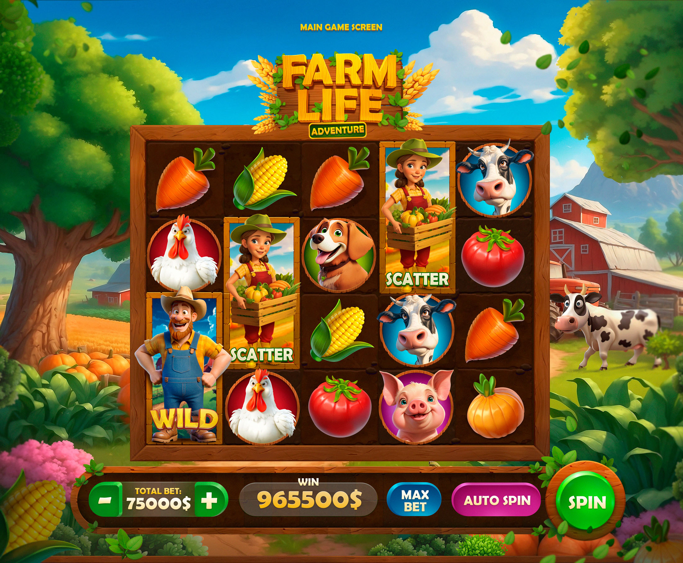 Game Art ILLUSTRATION  slot game game slot garden casino gambling farm bonanza