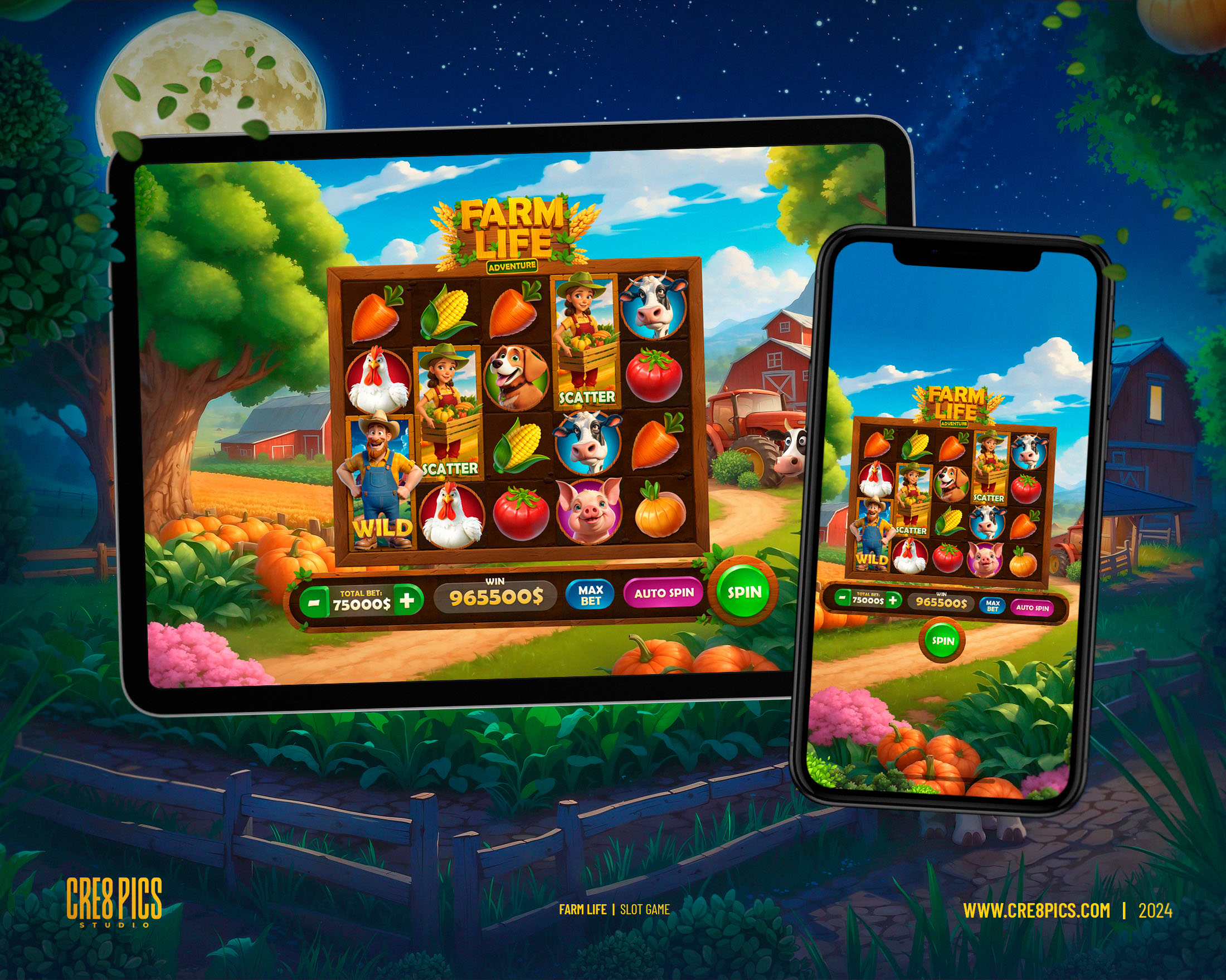 Game Art ILLUSTRATION  slot game game slot garden casino gambling farm bonanza