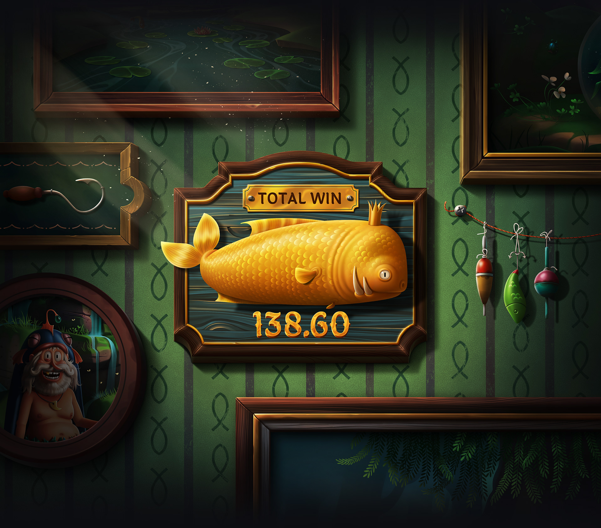 Game Art Fisherman fish concept art digital painting cartoon slot casino fantasy fishing