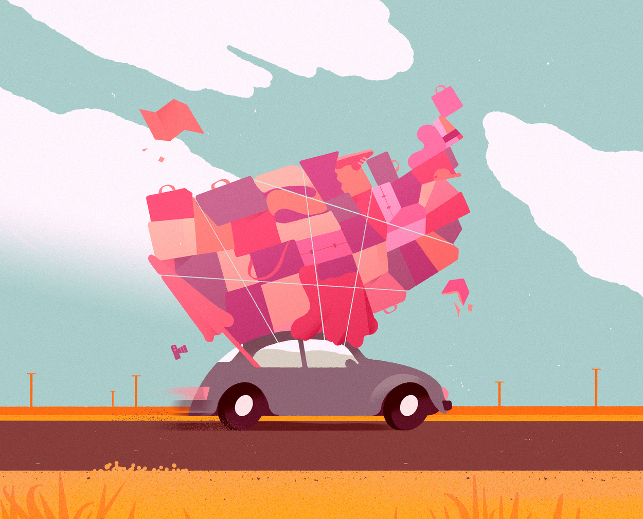 america Car Trip conceptual illustration Editorial Illustration holidays On the road road trip states usa