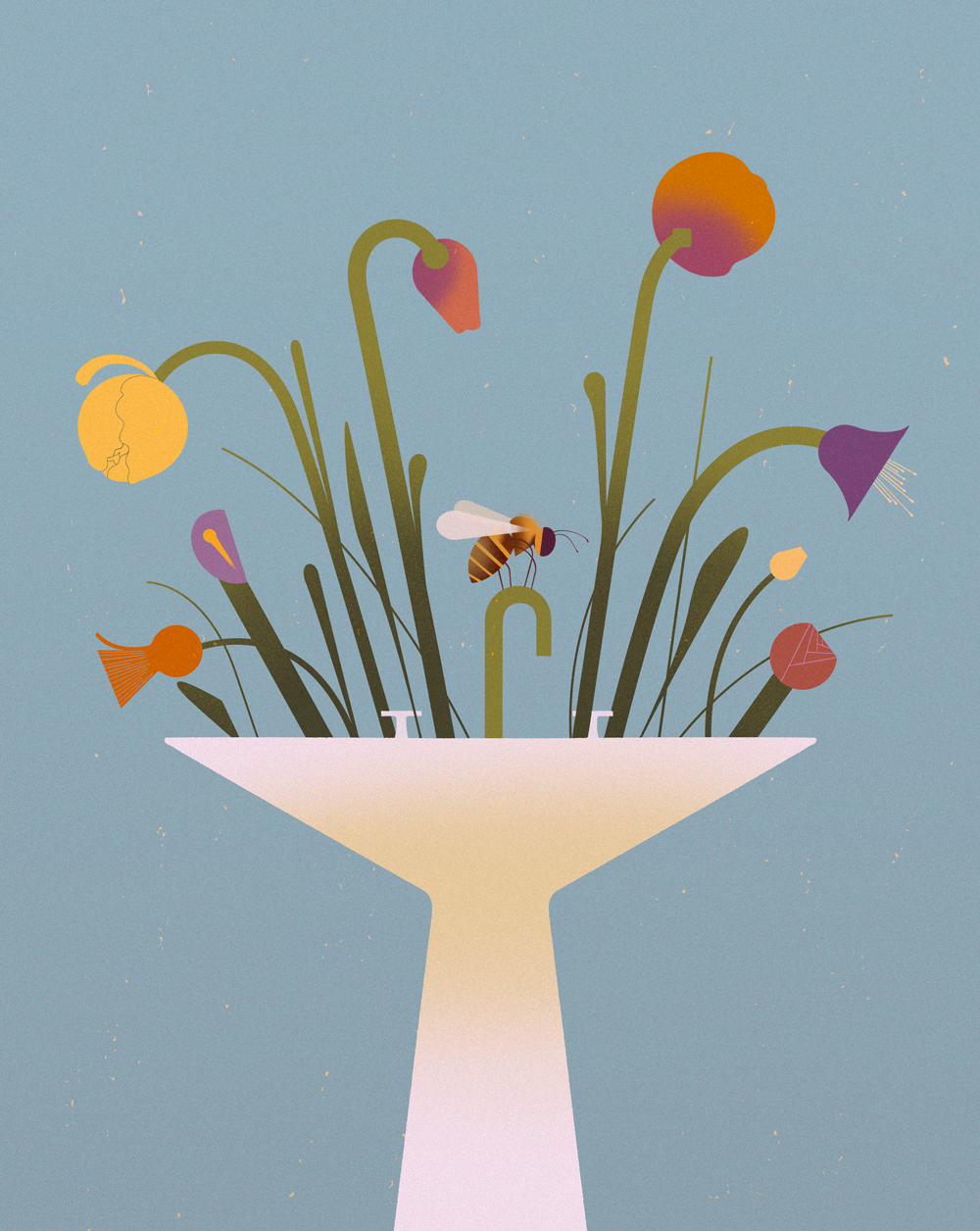 bathroom conceptual illustration corporate illustration Editorial Illustration water Wellness bees Nature