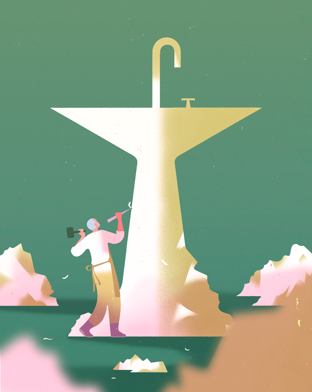 bathroom conceptual illustration corporate illustration Editorial Illustration water Wellness bees Nature