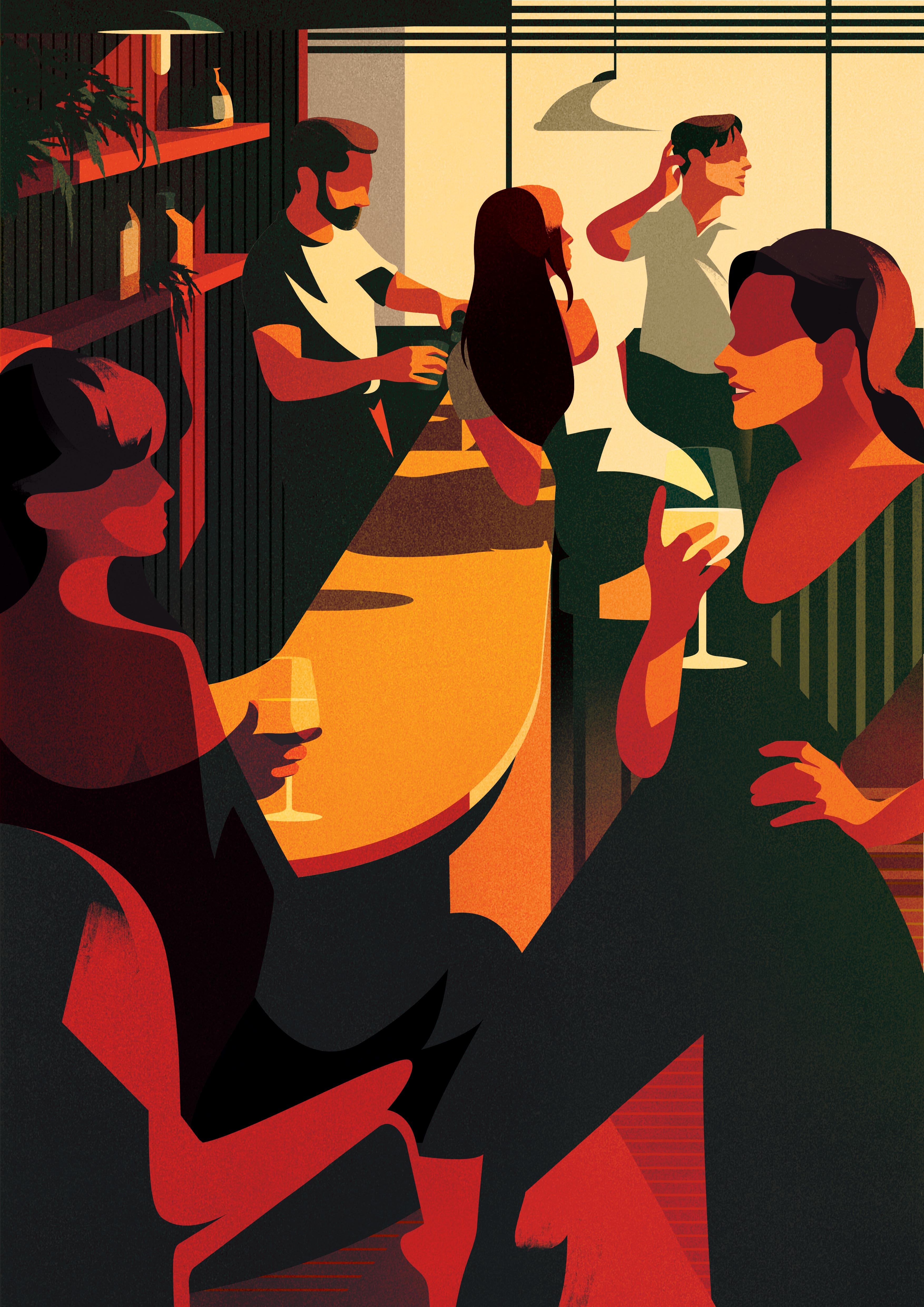 animation  bars drinks ILLUSTRATION  people socialising