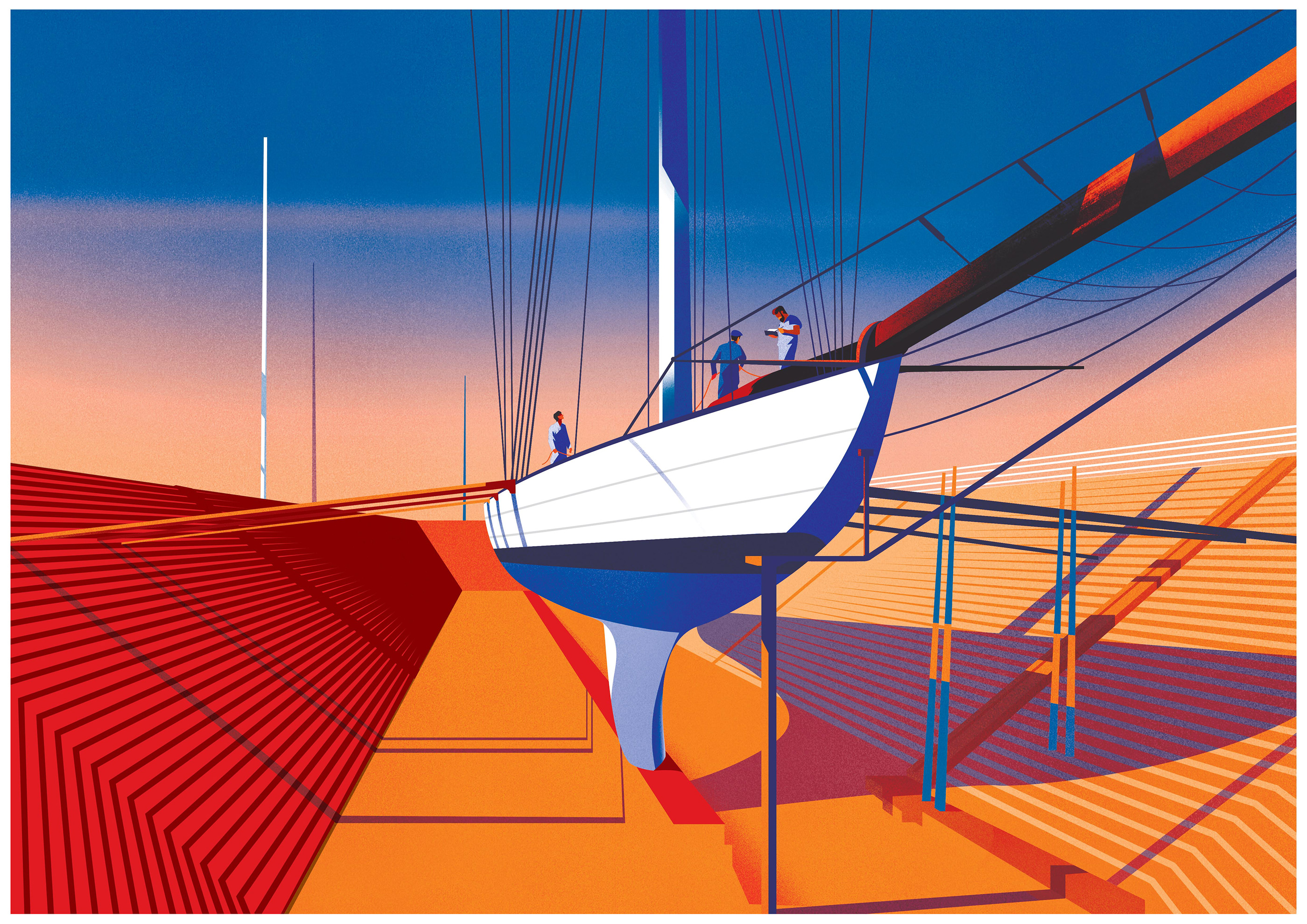 art Boats ILLUSTRATION  Nature nautical Ocean print ships