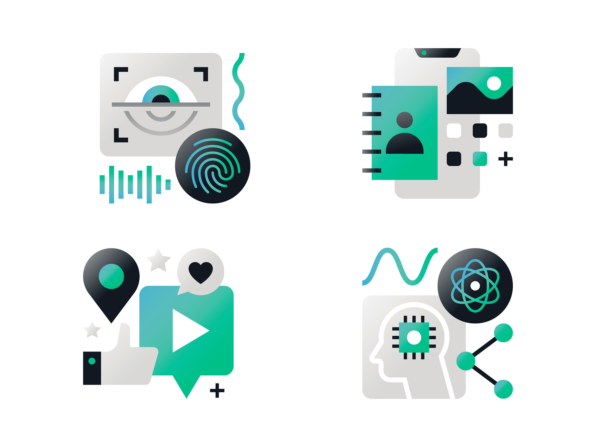 Data & Compute - Spot Illustrations ai branding character data design geometric gradient icon illustration line modern spot illustration tech technology ui vector