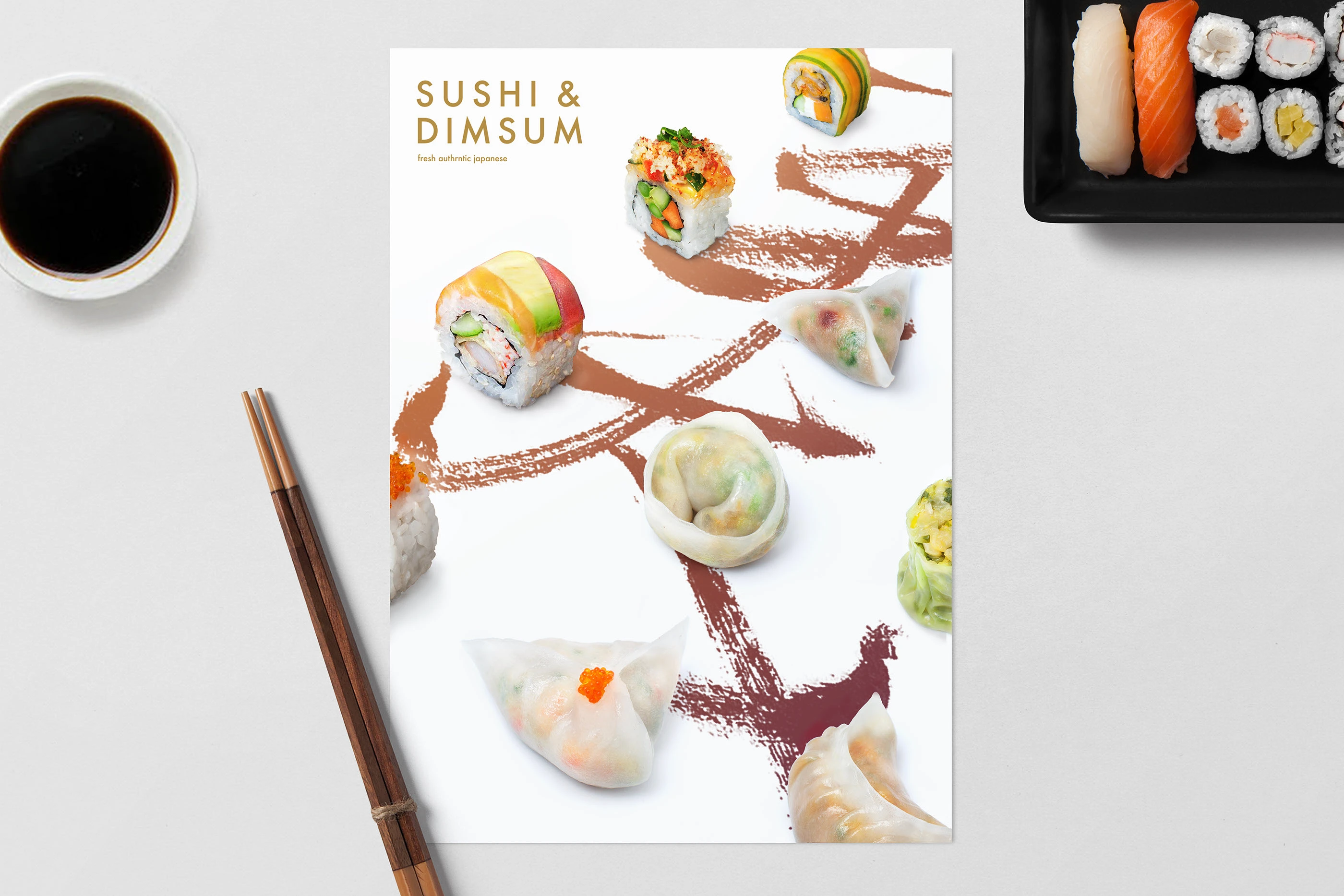 寿司品牌食品餐厅日本现代标志插图 VI CI