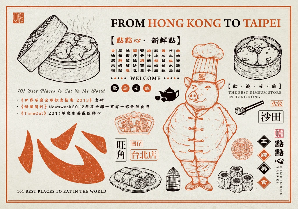中国猪功夫食品木手绘标志图形餐厅香港
