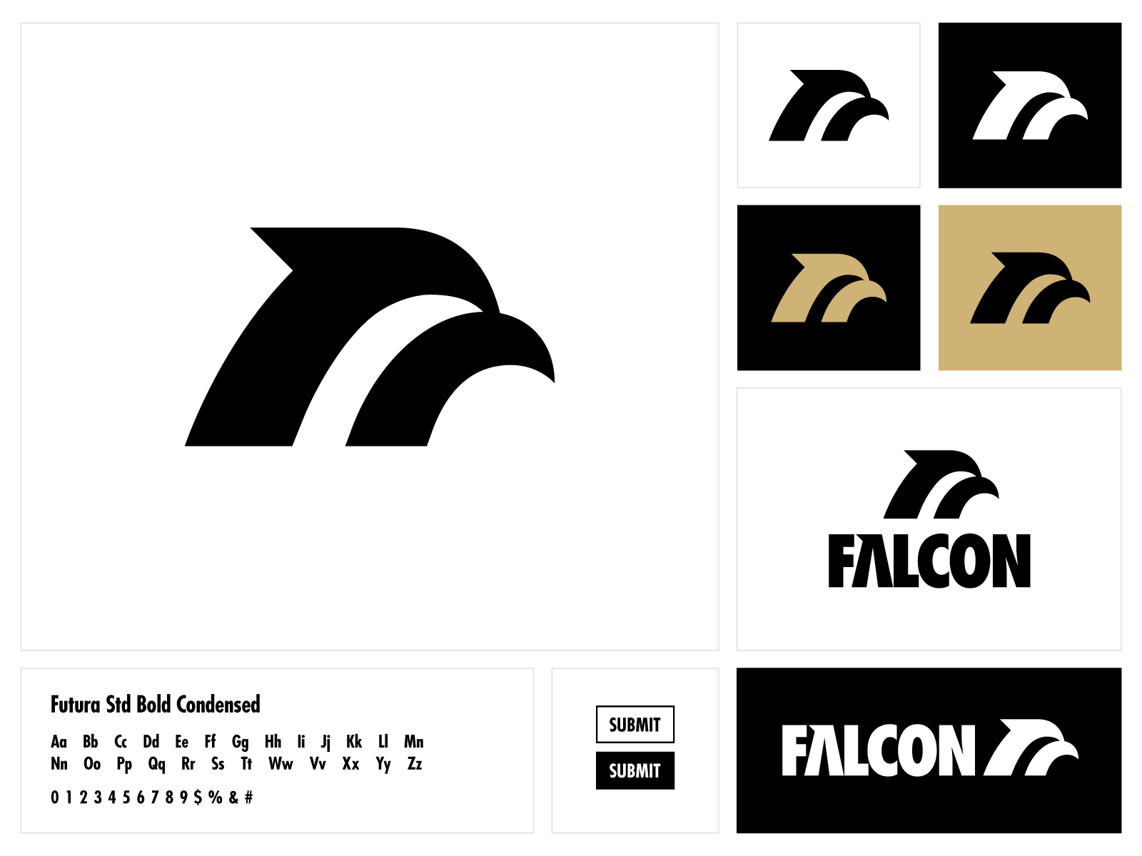 猎鹰标志（已出售给Falcon.bot）鸟类黑白粗体品牌经典鹰猎鹰图标标志性插图标记mihai dolganiuc 设计强风格指南符号永恒类型排版文本定制