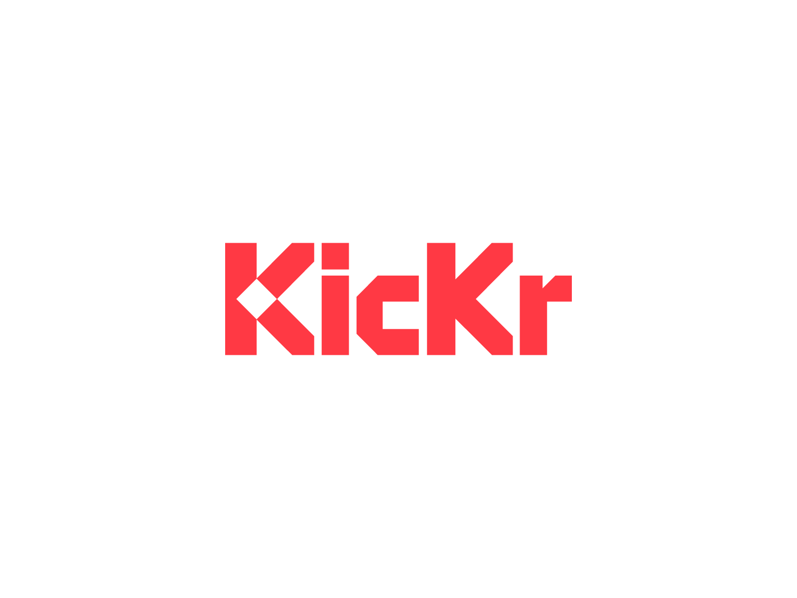 Kickr在线赌场标志设计，服装、街机、广告牌、品牌、卡牌、骰子、赌博游戏、几何图形设计、网格、赌场、标志、mihai dolganiuc设计、游戏、菱形、菱形、体育博彩、贴纸、字体、文字、自定义字标