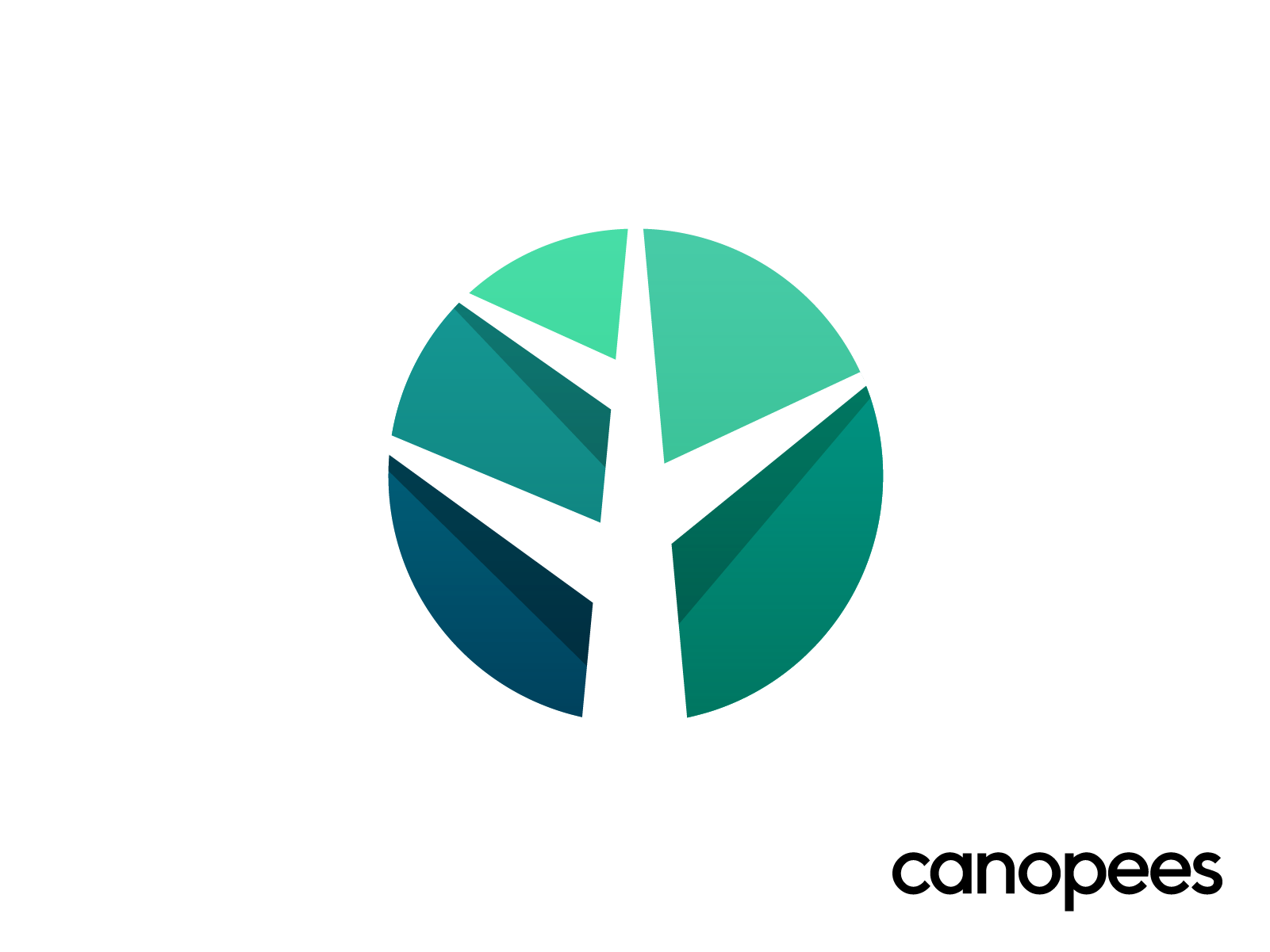 Canopees批准的标志设计亚马逊销售客户标识品牌清新自然自然地球渐变阴影突出显示3d丛林森林雨热带商标标记符号图标最小科技代理营销负空间进步帮助规模高树分支增长体积效果深度绿色