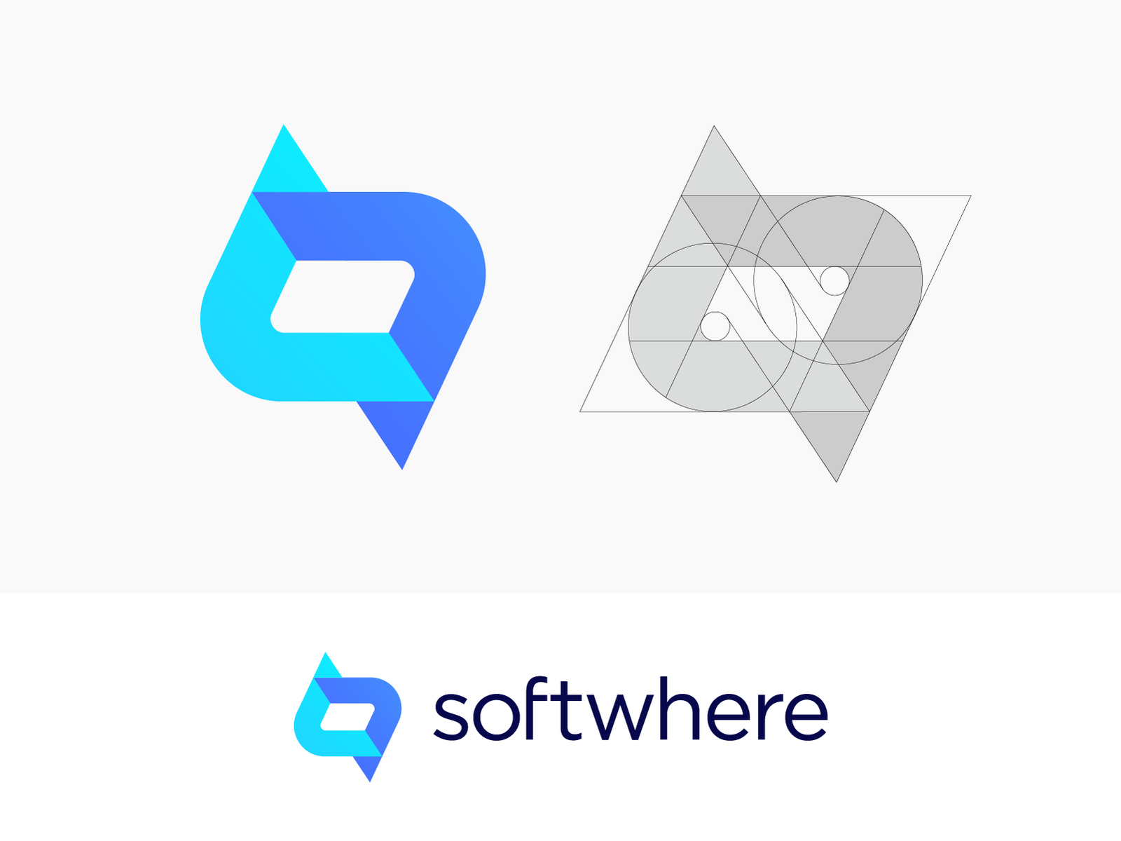 Softwhere 软件公司（已售）的标志模板，品牌，品牌，图形，构建，发布，产品，开发人员，业务，相当，营销，应用程序，代码，编码，软件，出售，未使用，购买，主机，托管，软字母，无尽，干净，标志，标记，符号，图标，技术，技术流程，网站，社交媒体，线条