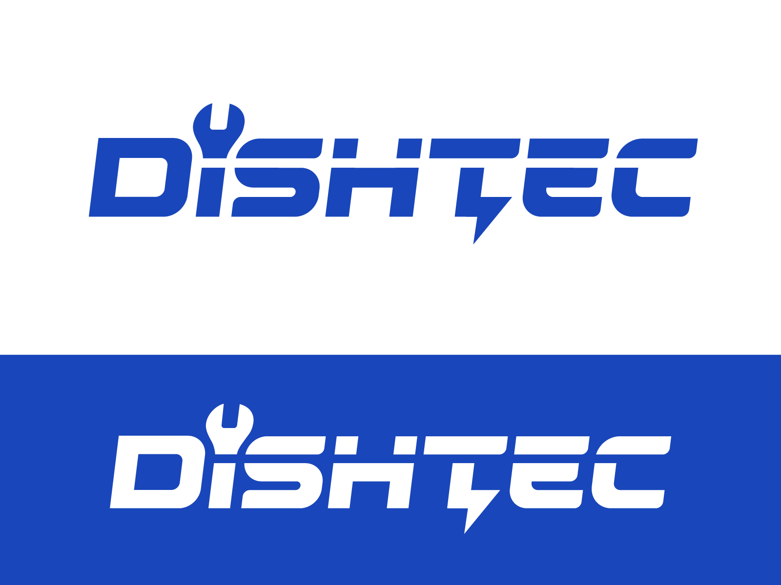 Dishtec 标志提案选项 1 品牌标识品牌快速闪电雷声图形设计标志标记符号图标快速紧急类型排版文本定制扳手维修服务