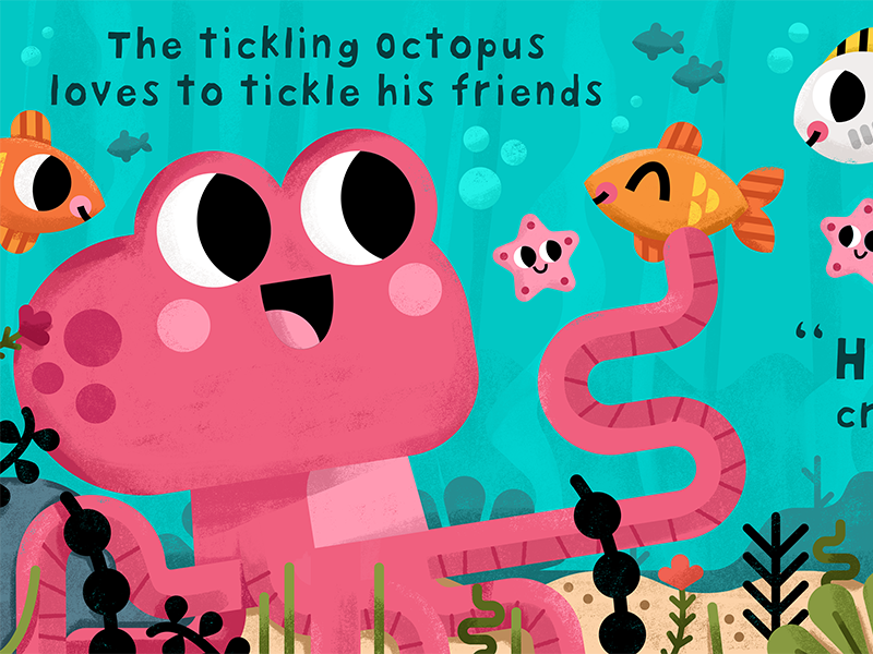 The Tickling Octopus art boardbook fish illustration illustrator kids.png