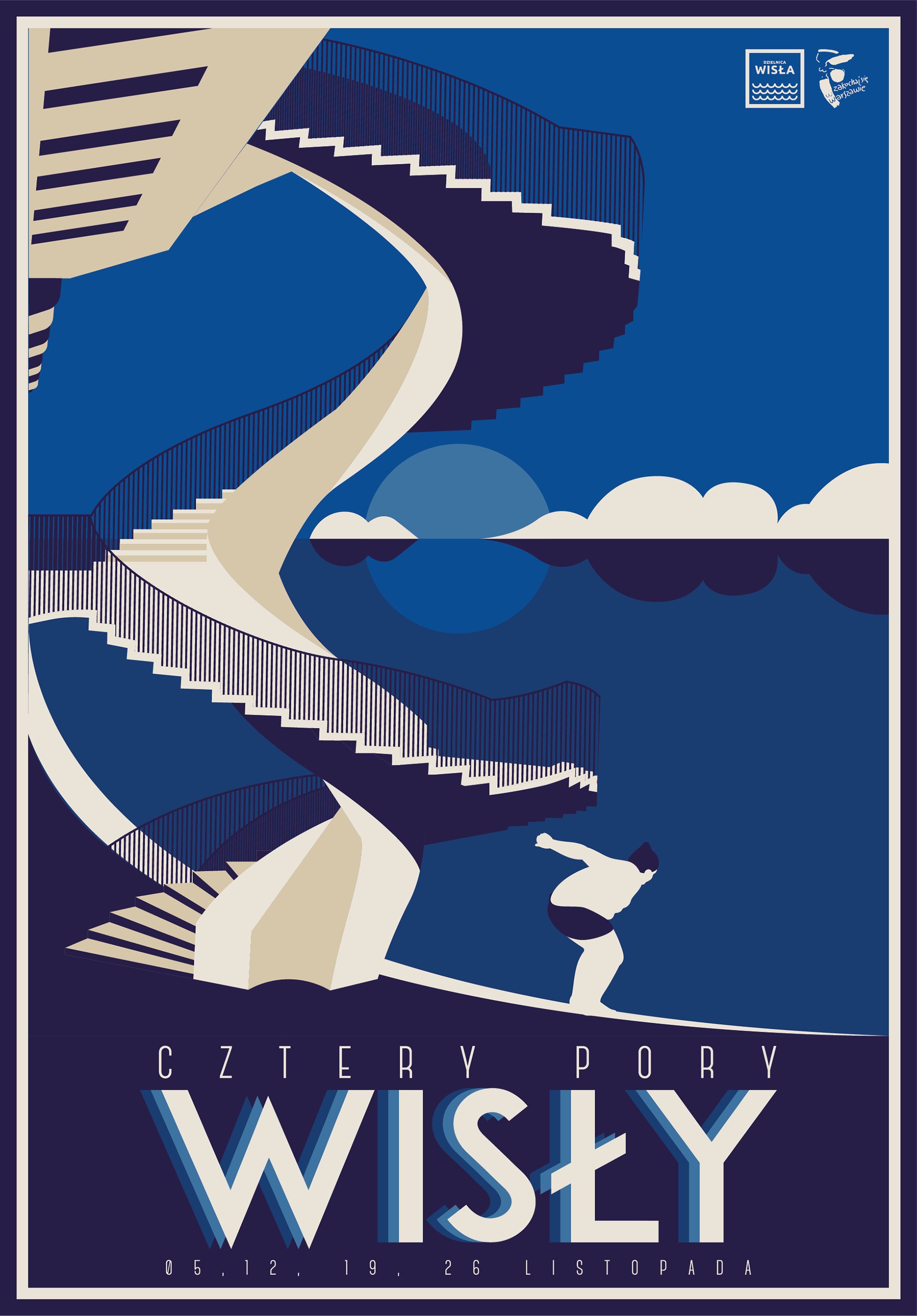 warszawa warsaw Vistula River Wisła plakat retro futuro bulwary red bl (3).png