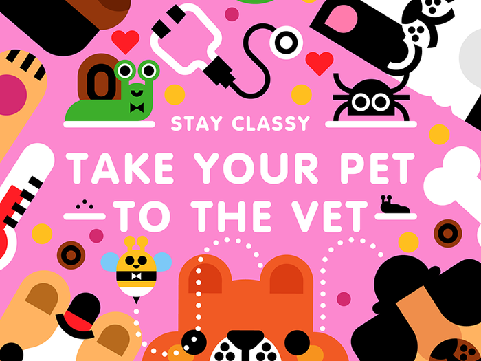 Take your pet to the vet cute dogs health illustration pets poster tur.png