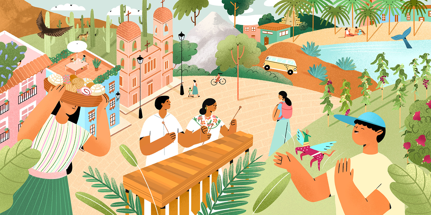 airbnb animation  holidays illustrations Landscape mexicanillustration.jpg