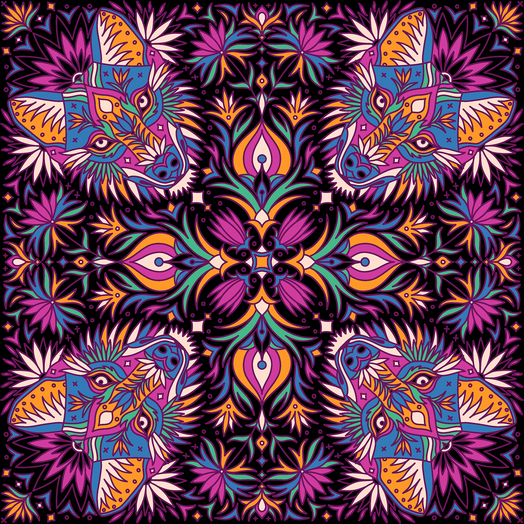 animals endangered Indian art lion pattern design  tiger Vector Illust (9).jpg