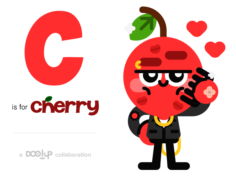 Cool Cherry alphabet alphabetty character cherry cute doolup fruit vec.png