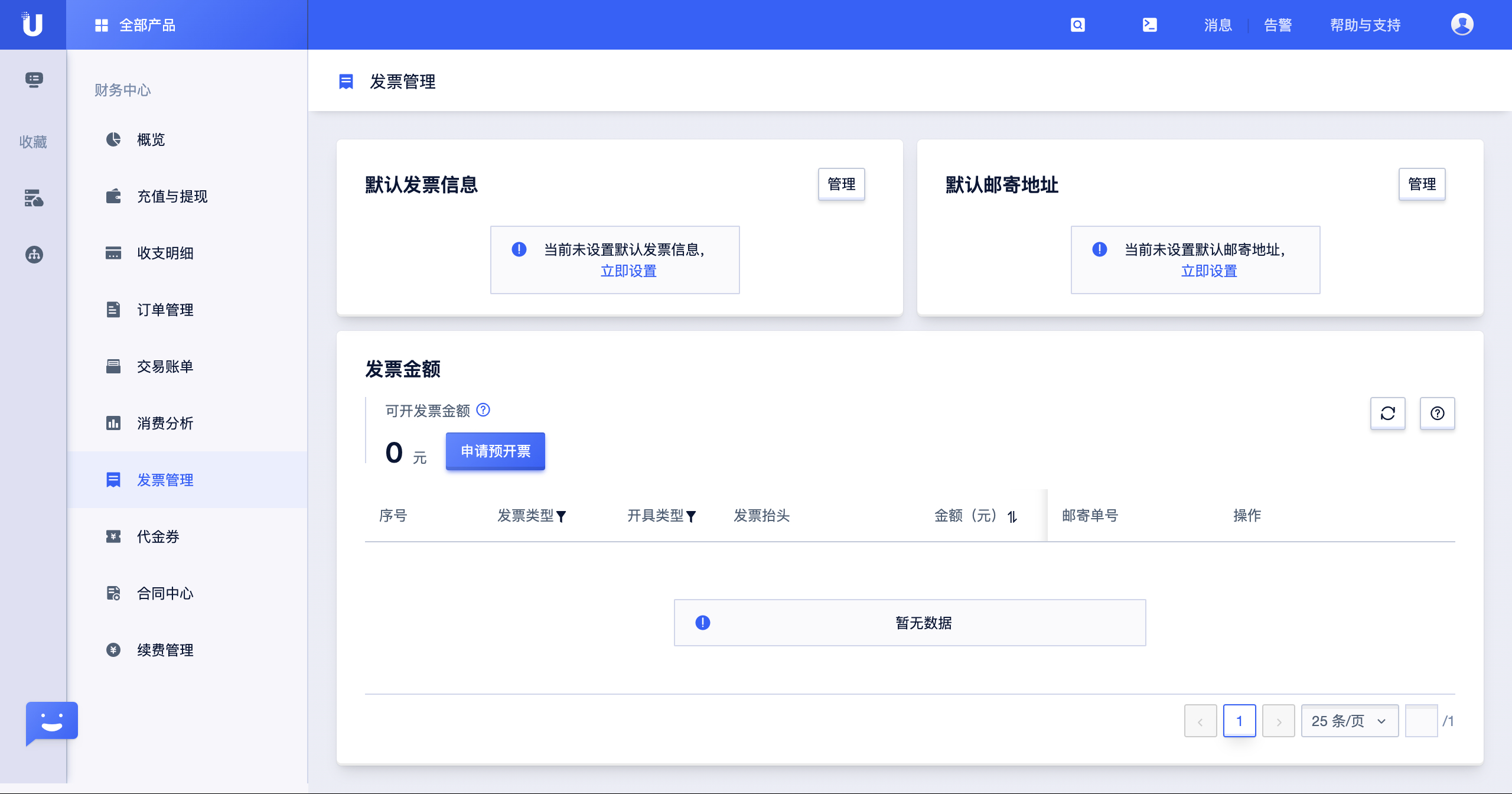 财务中心发票管理概览页