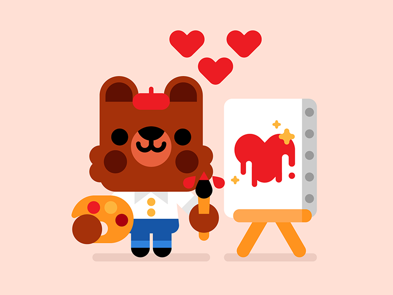 Valentine bear character cute illustration kawaii kids painting romant.png