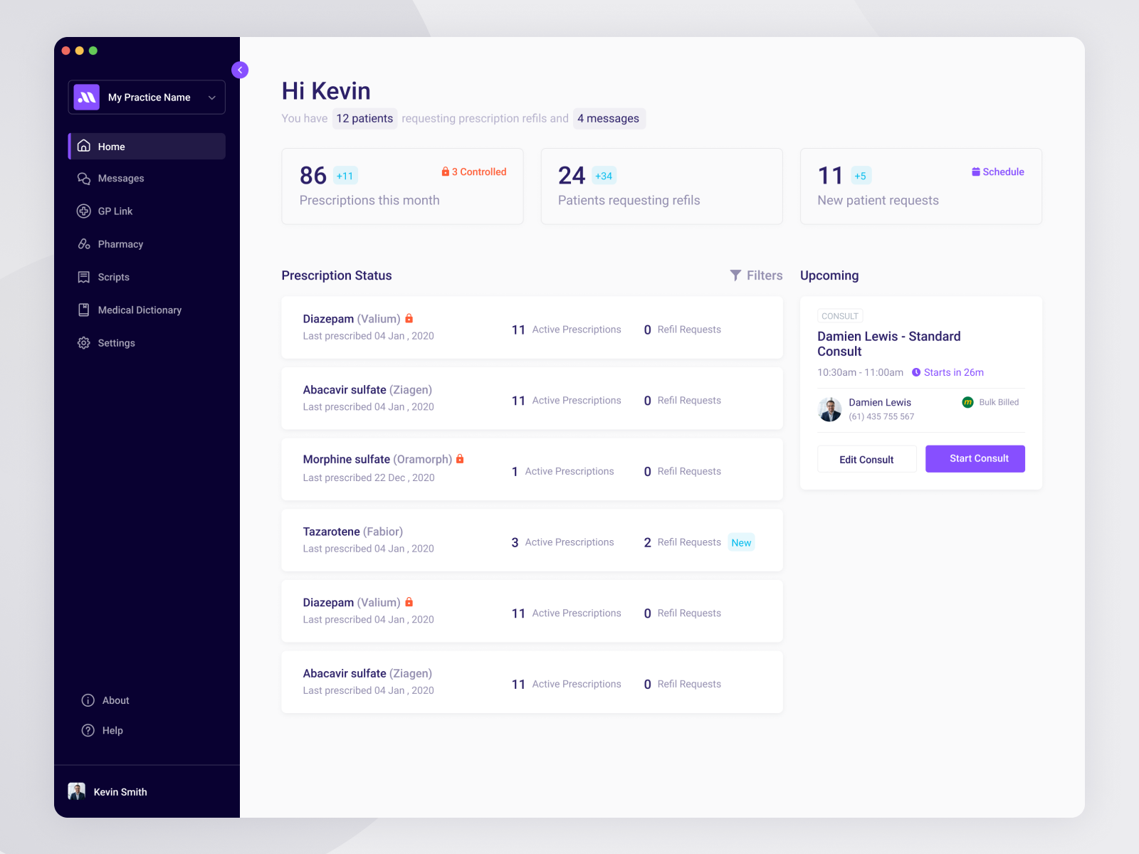 社区人工归类网页 Prescription Management App pt.2 app cards clean dash dashboard design.png