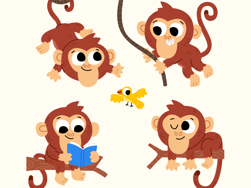 Monkeying around animals cute drawing fun illustration illustrator kid.jpg