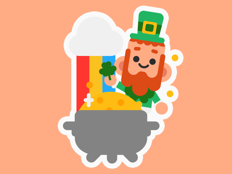Get lucky character cute illustration leprechaun rainbow shamrock stic.png