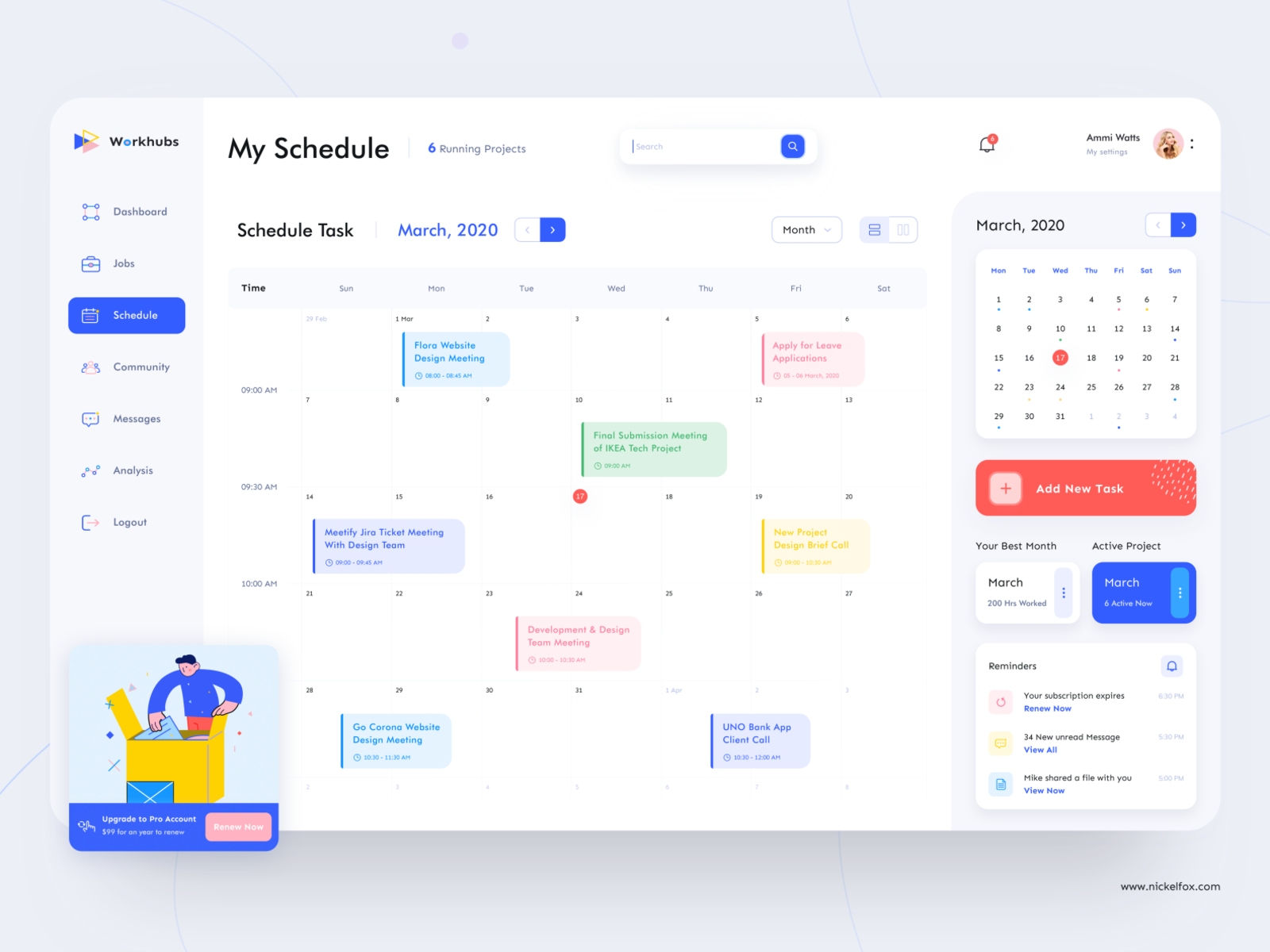 社区人工归类网页 Freelancer Schedule Dashboardpng.png
