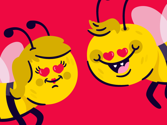 bee loved bee hearts illustration love love is in the air valentine va.png