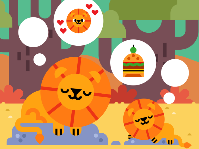 Father and son animals bright character cute father food illustration.png