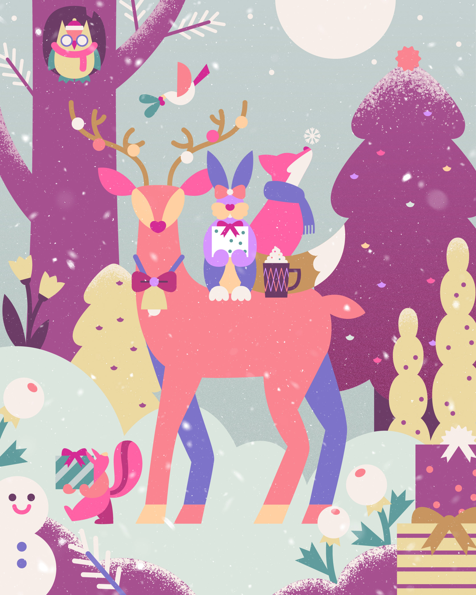 animals Christmas deer forest FOX rabbit reindeer winter woods xmas (2).jpg