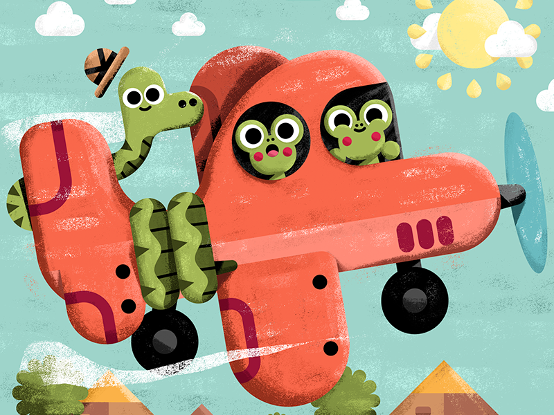 Snake on a plane! animals book cute desert frog illustration illustrat.png