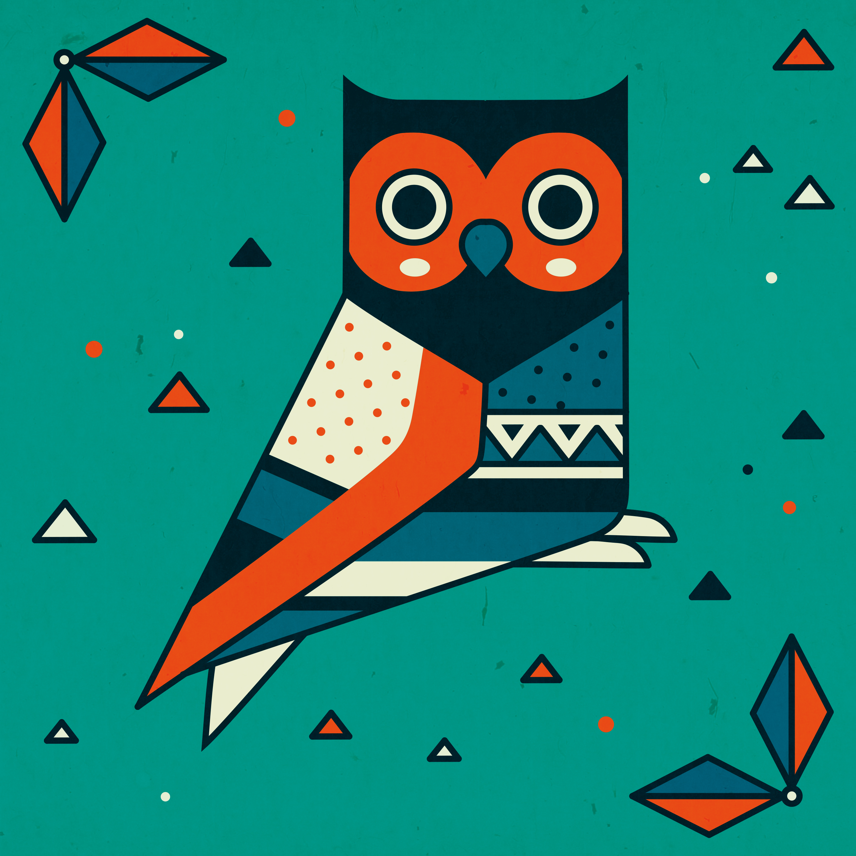 owl geometry design pattern blue orange vintage nocturnal bird color v (4).jpg
