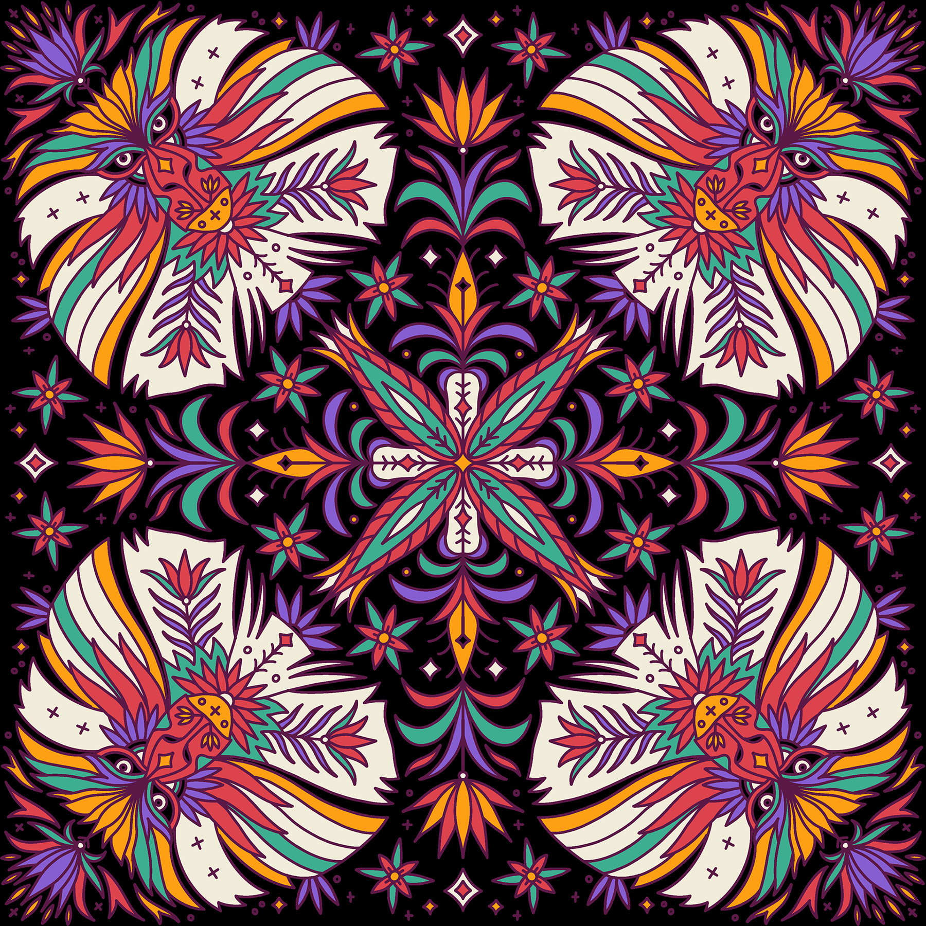 animals endangered Indian art lion pattern design  tiger Vector Illust (7).jpg