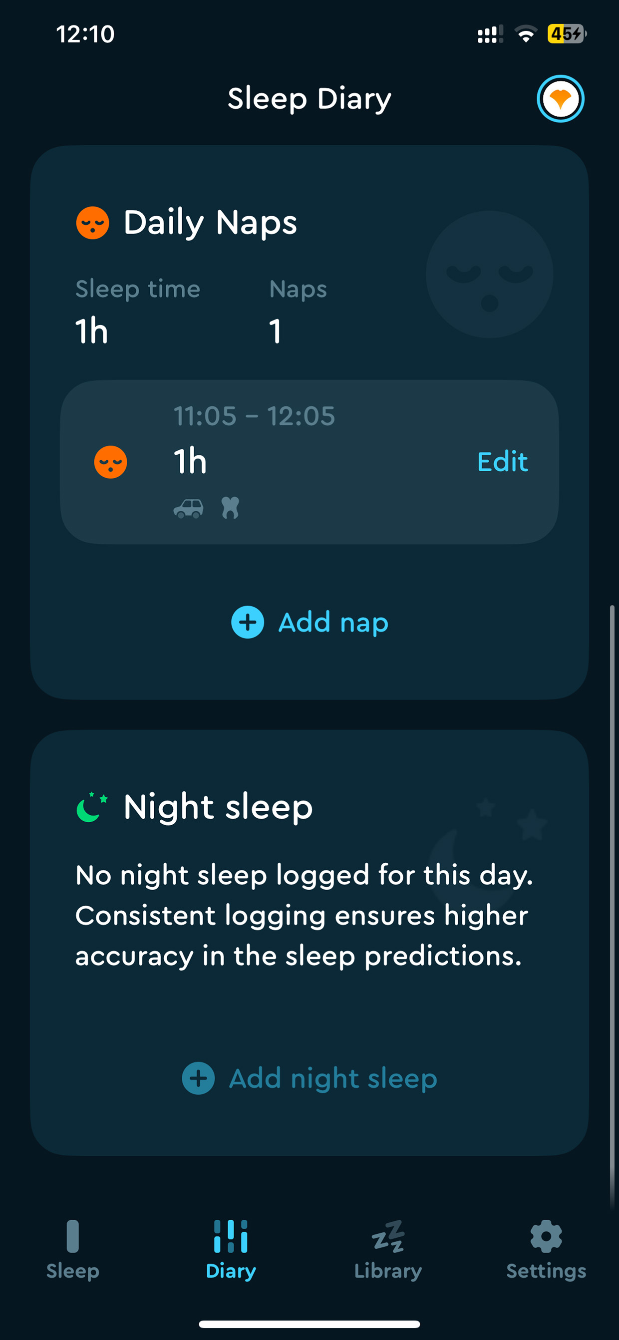 日记小睡与夜睡卡片