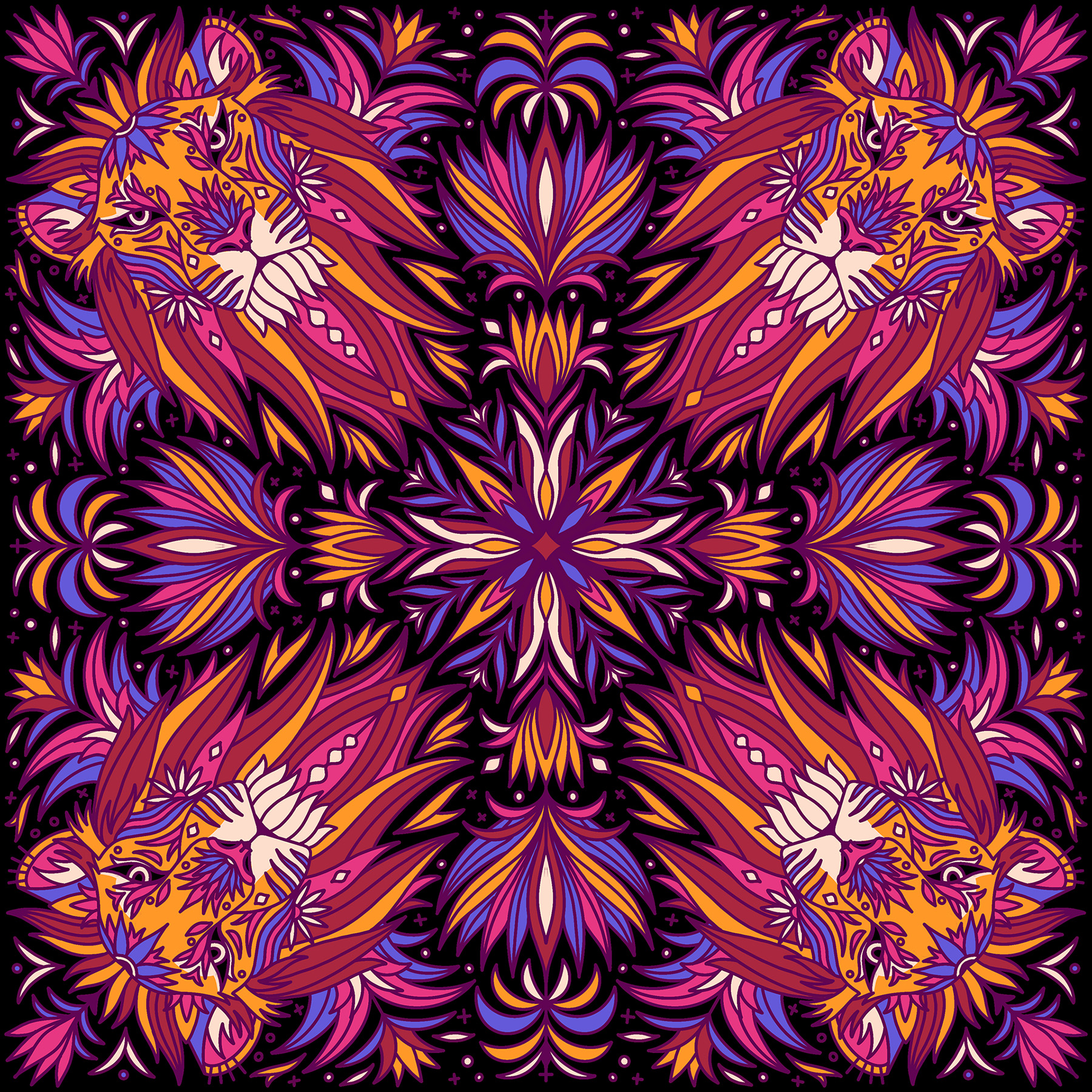 animals endangered Indian art lion pattern design  tiger Vector Illust (5).jpg