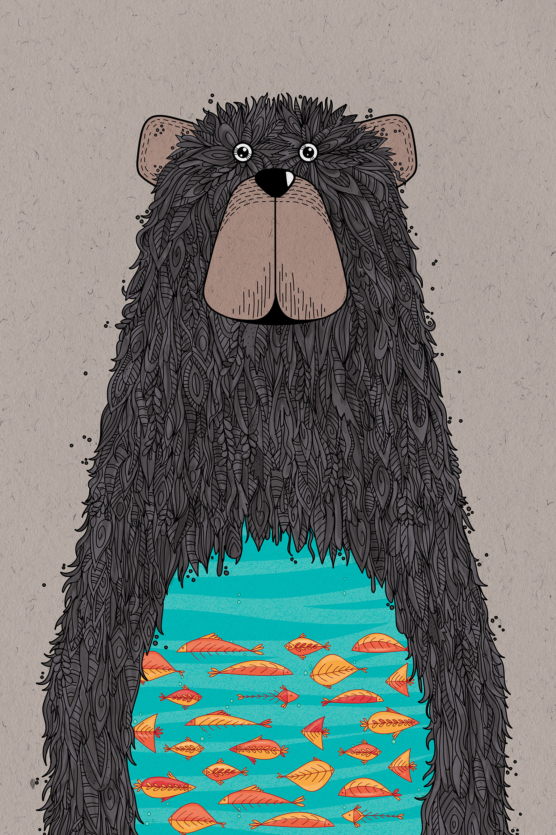 Chumbak fishy business wall art print bear fish water animal cute furr.jpg