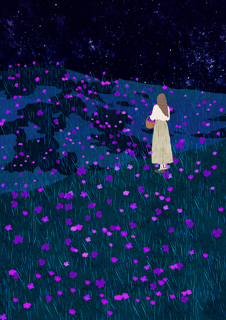 blue Flowers ILLUSTRATION  Landscape Nature pink portrait purple woman (2).jpg