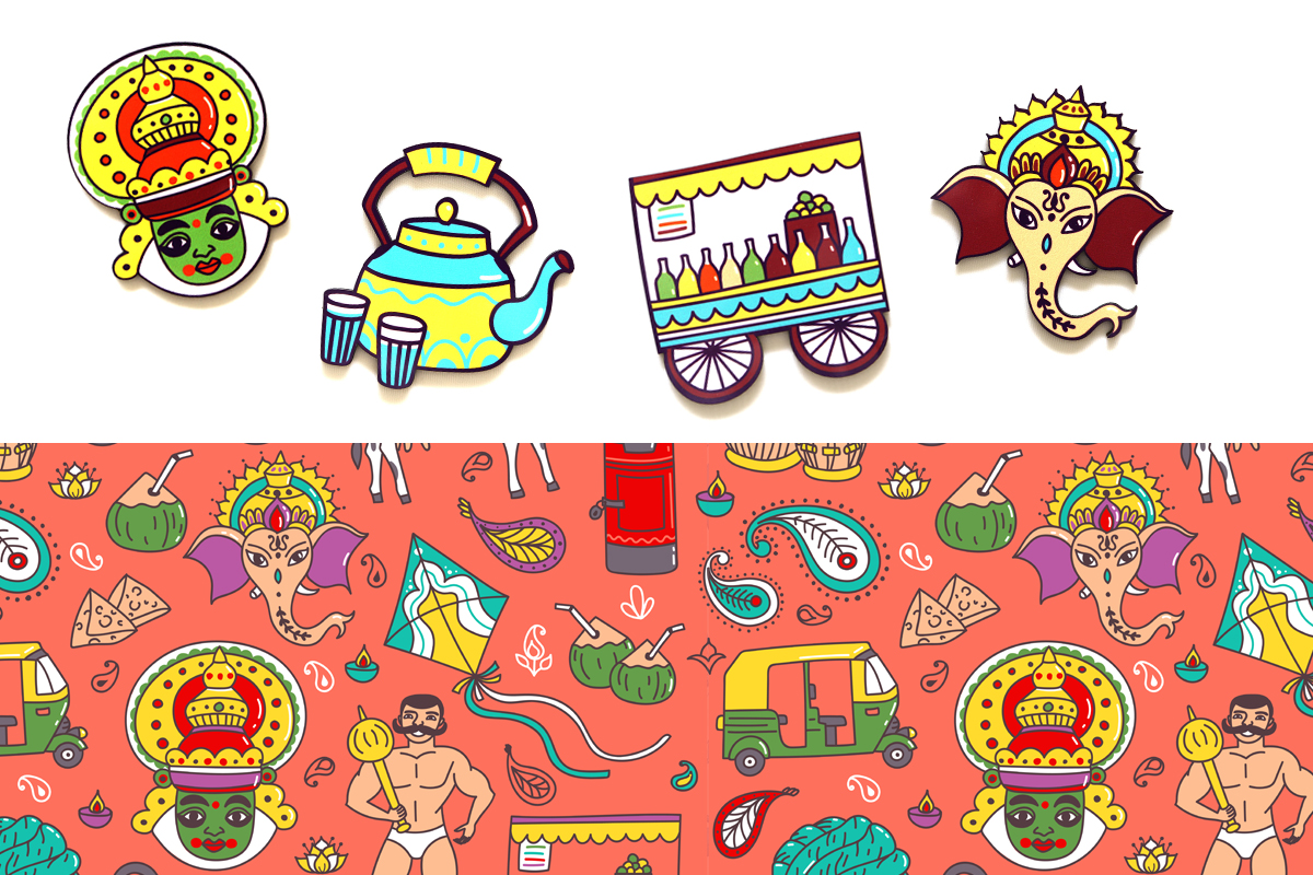 India Taj Mahal Rickshaw kathakali pattern culture cow indian tiger IL (3).jpg