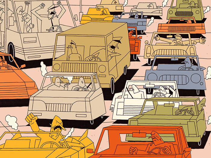 Situazione di traffico orribile animal car city dog furniture illustra.png