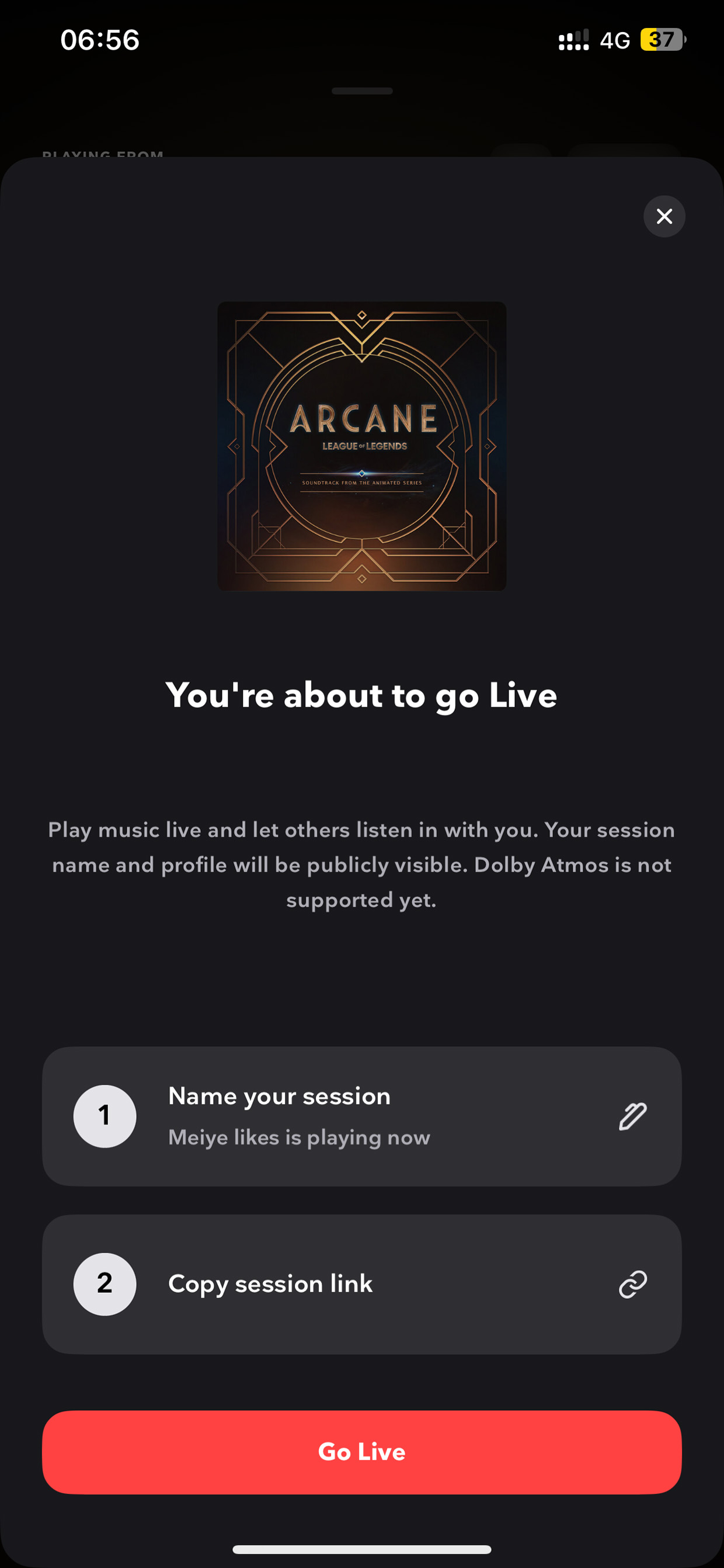 开启Live直播会话面板