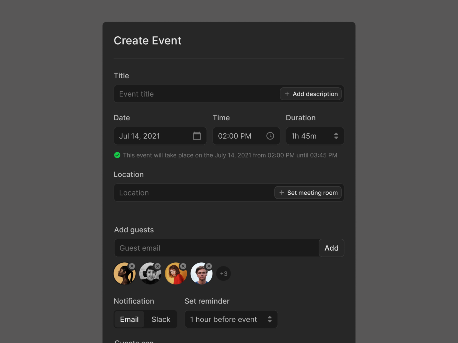 社区人工归类网页 Create Event Form Dark Light event figma form forms input meet meetin.png