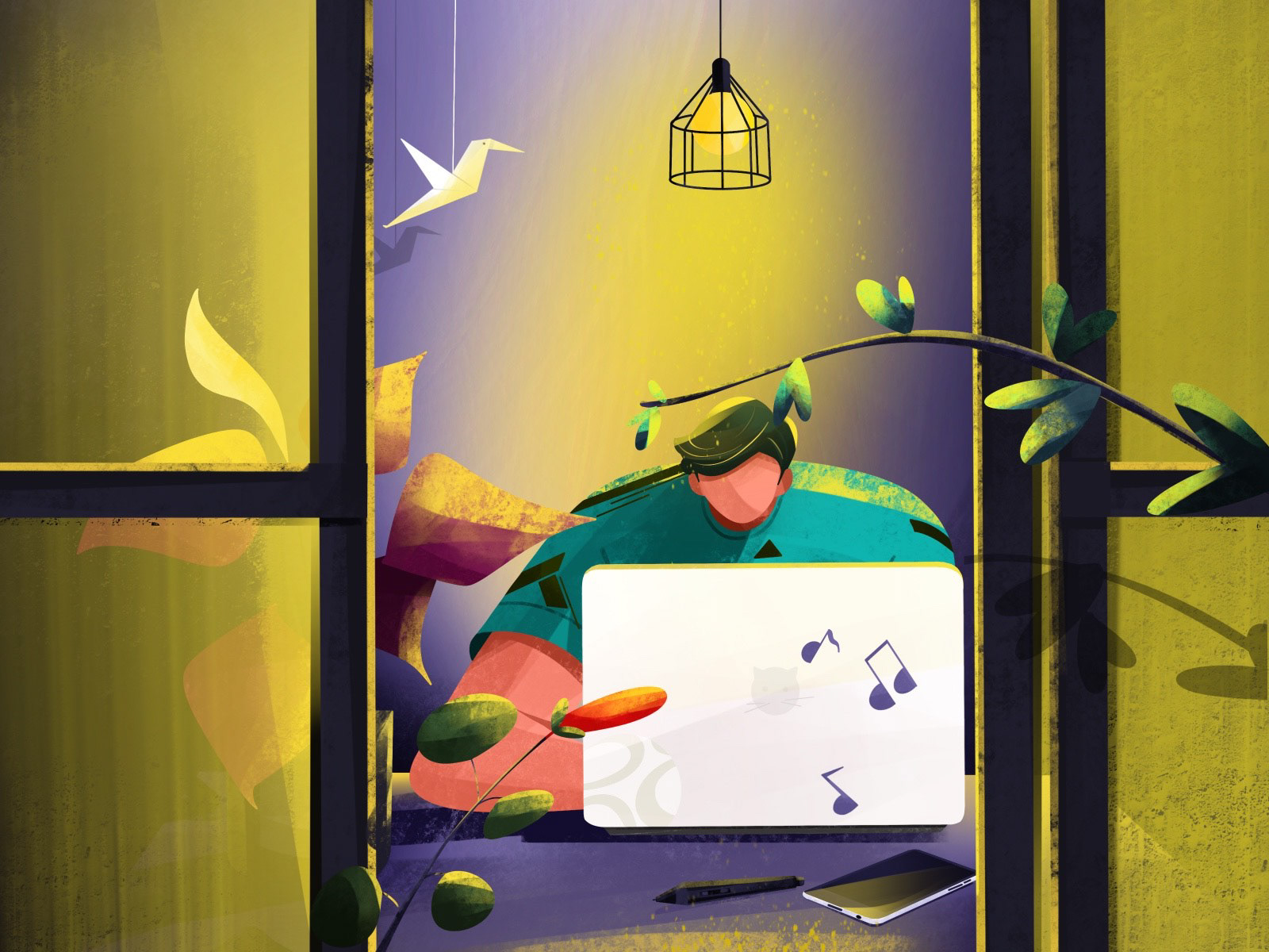 Character design  Computer designer ILLUSTRATION  Love moon night tent (2).jpg